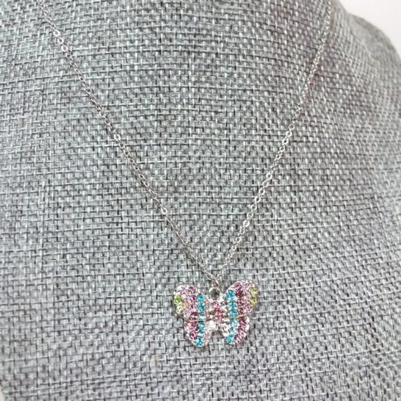 Multicolor color rhinestone butterfly neck… - Picture 3 of 5